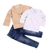 Designer Childrens Kleding Set Lente Herfst Jongens Gentleman T-shirt Jassen Jeans 3 stks Pak Outfit Kids Baby Jongens Kleding