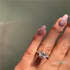 Anillo de plata de ley 925 con talla cojín de 1 quilate, anillo de bodas con diamantes, joyería para mujer