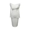 Nuevas mujeres elegante encaje blanco slash cuello bodycon vestido de fiesta formal club nocturno invierno primavera lj201112