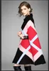 Runway Herbst Winter Frauen Mantel Poncho Revers Wollmischungen Mantel Geometrische Patchwork Batwing Sleeve Tweed Cape Oberbekleidung 201210