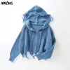 Aproms Casual Tassel Hooded gebreide trui Vrouwen Zipper losgeknipt vesten 2020 Winterjas Cool Gilrs Streetwear Jumper LJ200815