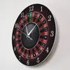 ブラックメタルフレーム付きポーカールーレットウォールクロックラスベガスゲームルームウォールアート装飾時計時計時計カジノギフト313x