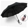 Resistente ao vento Três dobrável guarda-chuva automático chuva mulheres auto luxo grande guarda-chuvas homens quadro à prova de vento 10k parasol 201218