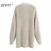 Zevity femmes mode croix v cou nœud cardigan à tricoter chandail dame à manches longues kimono pulls décontractés chic tops S400 201223