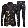 Men Shawl Lapel Blazer Designs Plus Size Black Velvet Gold Flowers Sequins Suit Jacket DJ Club Stage Singer Clothes 220310