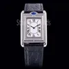 Top Stylish Quartz Watch Women Silver Dial Casual Leather Strap Wristwatch Classic Special Reversible Design Ladies Dress Clock 1514