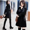 Kadın Yün Karışımlar Deri Ceket Moda Sonbahar Kış İki Taraflı Kürk Kuzu Saç Orta Uzunlukta Siyah Mizaç Sıradan Ceket Kadın Phyl22