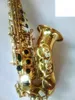 Helt ny böjd sopran saxofon guld nyckel mässing sax professionell munstycke fläckar pads reeds bend nacke