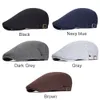 Algodón Ajustable Newsboy Caps Hombres Mujer Casual Boina Plana Ivy Cap Suave Color Sólido Conducción Cabbie Hat Unisex Negro Gris Sombreros 2012309O