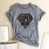 母の日TシャツTシャツスーパーママプリント女性カジュアル半袖面白いシャツレディー原宿トップティー