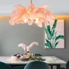 Nordic Light Luxury Chandeliers Creative Clothing Ctore G9 All Copper LED Hanging Lamp Romantic Princess Bedroom Ostrich Feather