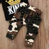 Nyfödda barn Barnkläder Pojkar Korta Ämne Toppar T-tröja Camo Pants 2PCS Outfits Ställ barnkläder 0-5 år