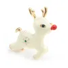 Pins broches wulibaby witte rode herten dames legering glazuur sneeuwvlok elanden dieren broche kerstjaar geschenken kirk22
