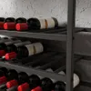 TopMax ريفي 40 زجاجات غرفة الطعام المطبخ الطابق المعدني الحرة الدائمة رف النبيذ الجدول مع حاملي الزجاج، زجاجة النبيذ 5-tier A32