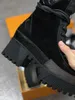 Stiefel luxus schuhe frauen designer dicke boden plattform frau schnüren up mischfarbe echtes leder kurze ank pfel boots1