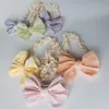 Fascia per capelli in chiffon con fiocchi morbidi elastici per ragazze in pizzo fascia per capelli color caramella accessori per capelli senza tracce principessa per bambini B