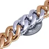 sier rose gold two tone gold plated iced out bling rectangle cz cuban men bracelet