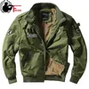 Bomber Jacket Ma1 Air Force Pilot Casual Nouvelle Arrivée Style Militaire Hommes Épais Polaire Velours Manteau Hiver Mâle Vert Bleu Kaki 201218