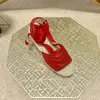 2022 Wysokiej obcasu Sandal Grube Dolne Linki Tkane Krzyż Pas Fishermans Buty Luksusowy Designer Designer Sklęce Heel Wygodne sandały Płótno Buty