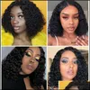 Synthetic Wigs Hair Products Afro Kinky Curly Human Brazilian Virgin I Tip Microlinks Bk Natural Black Color For Women Drop Delivery 2021 T6