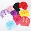 10 Colors Baby Hats Cute Girl Boy Knot Indian Big Bow Turban Headdress Cap Kids Head Wrap Solid Soft Headwrap Ribbed Cotton Infant Toddler Hairband Beanie