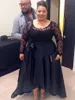 Vestidos de noite para plus size uma linha de vestidos de vestidos de renda ilusão de renda longa da linha de laca de mangas compridas