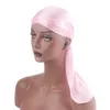 Satén Elástico Durag Hip Hop Du Doo Rag Cap Pelucas Turbante Bandana Diadema Color sólido Chemo Hat Tie Down Tail Adultos Hombres Mujeres