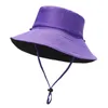 여성 패션 큰 가장자리 단색 양면 태양 어부 모자 남자 코튼 통기성 야외 여행 양동이 모자