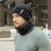 Jesień Zima Aksamitna Ciepłe Dzianiny Bib Kapelusze Beanie Kapelusze Wełna Mężczyzna Kapelusze Odkryty Jazda Moda Kapelusz 2-części