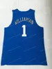 Spartanburg Day School # 12 Zion Williamson Basketball Jersey 1 # College Jerseys 스티치 화이트 블루 블랙