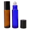 Wholesale Thick 5ml Red/ AMBER/ Purple/ Green Empty Roll on Glass Bottle for Essential Oil Bottles METAL Roller Ball 600PCS/LOT Free