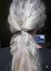 Grey wavy brazilian drawstring human hair ponytail updo gray kinky ponytail for black women