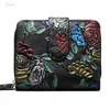 Vendita calda Bifold stampa animalier vera pelle da donna mini portafoglio pochette fiore portamonete femminile portafoglio porta carte in pelle da donna