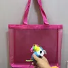 NOVITÀ! Borsa a rete per lo shopping rosa classica con borsa da viaggio in stile moda a nastro Borsa da spiaggia per donna Custodia per trucco cosmetica