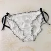 Silk Satin Ruffle Panties Sexy Lace-up Underwear Briefs Solid Color Low Rise Breathable Underpants Female Lingerie