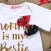 Meisje bloemenkleding kinderen set letters met korte mouwen bedrukte tops bloemenbroek hoofdband kinderen meisje designer kleding