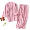 남성과 여성 100 % 코튼 잠옷 플러스 사이즈 루스 목욕 가운 V 넥 기모노 Pijama Mujer 3 분기 잠옷 커플 Sleepwear 201031