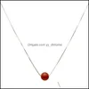 Pendant Necklaces & Pendants Jewelry Artificial 10Mm Round Bead Carnelian Necklace With Stainless Steel Chain Crystal Stone For Women Jk39Fj