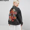 Boho Inspired Oversized multi floral Embroidered Denim Jacket long sleeve casual chic jacket coat women 2020 new winter coat LJ200825