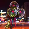 LED Luminous Balloon Rose Bouquet Transparent Bobo Ball Rose Valentines Day Gift Birthday Party Wedding Decoration Balloons GGE3530