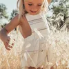 LIILU Piękne dziewczynki Vintage Romper and Tshirt Baby Girl Lovley Linen Bubble Playsuit SS New Arrivals Kid T Shirt 201023