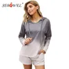 Sebowel Dip Tintura Com Capuz Loungewear Mulheres Suéter Shorts Conjunto Outono Primavera Feminino Feminino Manga Longa Tops + Drawstring Shorts Outfits T200707