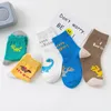 5 Pairs/Set Cotton Dinosaur Print Baby Socks Rubber Slip-Resistant Floor Socks Cartoon Spring Autumn Kid Socks M3136