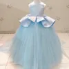 2020 bleu ciel pas cher robes de fille de fleur robe de bal Tulle petite fille robes de mariée pas cher Communion Pageant robes robes