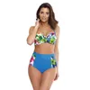 top sale Two Piece Swimsuits Bikini Set High Waist lady bathing suits Women Swimwear Bikini flower printed Summer Beachwear Bra Swimsuit