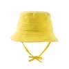 Enfants seau chapeaux bébé filles garçons réversible large bord chapeau de soleil coton crêpe respirant été solide couleurs casquettes de plage