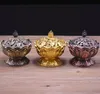 Zinc Alloy Rökelse Burner Kinesisk Buddha Incense Holder Lotus Flower Sandelträ Censer För Hem Office Teahouse Använd Hem Inredning Sn2180