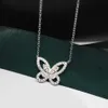 Fashion Sweetness S925 Silver Butterfly Necklace Women Elegant Temperament Moissanite Shining Populära varumärken Syckel Luxurisk 3423