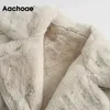 Aachoee Winter Streetwear Fur Faux Casaco de Couro Mulheres Moda Espessa Casaco Quente Feminino Zipper Up Sashes Casacos Casacos 201017