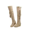 Hot Sale2020 Nieuwe Collectie Over The Knee Boots Vrouwen Flock Ronde Teen Winter Boots Comfortabele Wiggen Schoenen Dames Sneeuwlaarzen